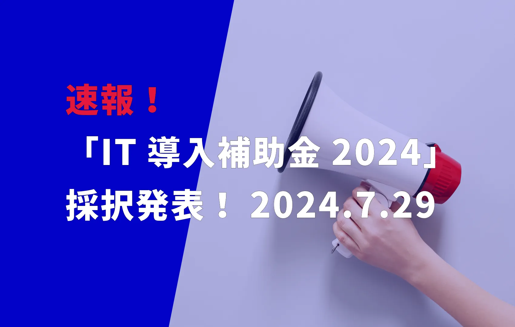 「IT導入補助金2024」 採択発表！2024.7.29