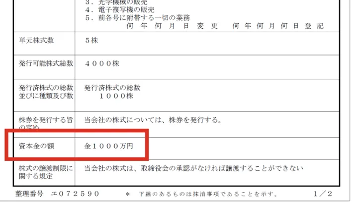 現在事項全部証明書2